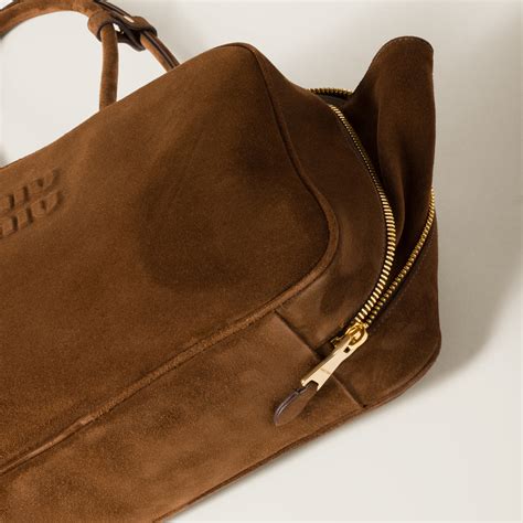 Miu Miu Cocoa Brown Suede Beau Shoulder Bag .